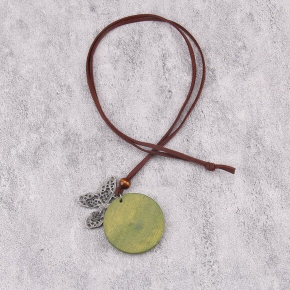 Bohemian Y Choker Necklace: Lightweight Leather and Wood for Unique Style - Picture 6 of 8